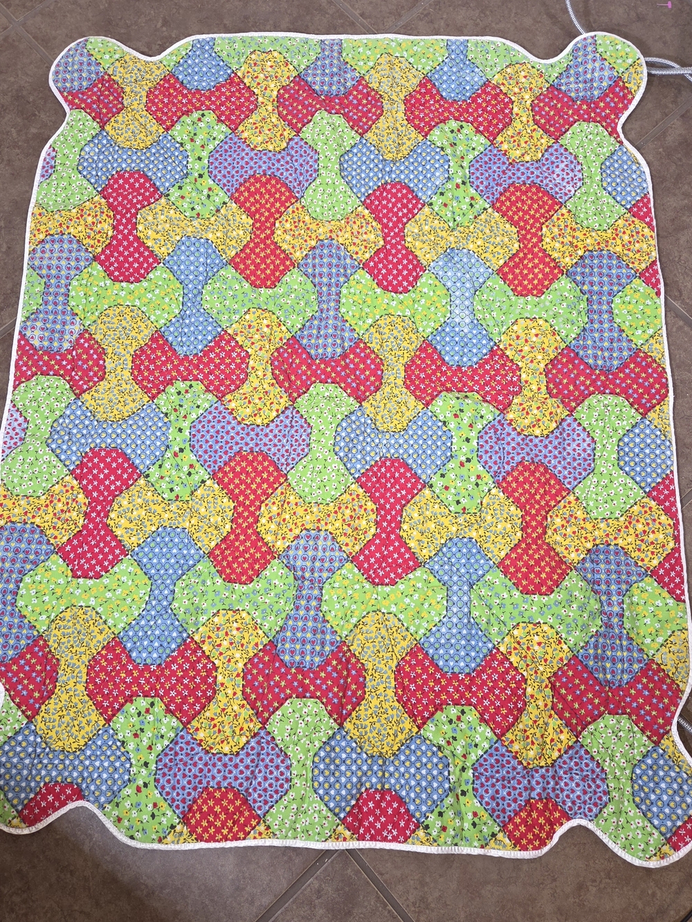 Y2k Colorful Patchwork Mouse Cotton Quilt - Multicolor 31x40